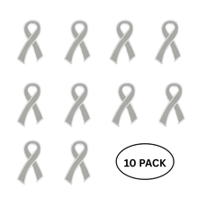 Load image into Gallery viewer, 10 Pack Large Flat Gray Ribbon Pins - The Awareness Company