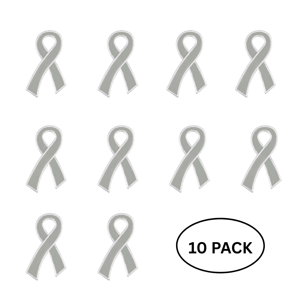 10 Pack Large Flat Gray Ribbon Pins - The Awareness Company