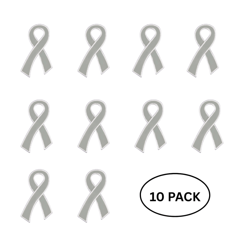 10 Pack Large Flat Gray Ribbon Pins - The Awareness Company