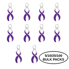 Load image into Gallery viewer, Bulk Pack Large Purple Ribbon Charms - The Awareness Company