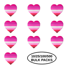 Load image into Gallery viewer, Bulk Pack Lesbian Flag Heart Silicone Pins - The Awareness Company