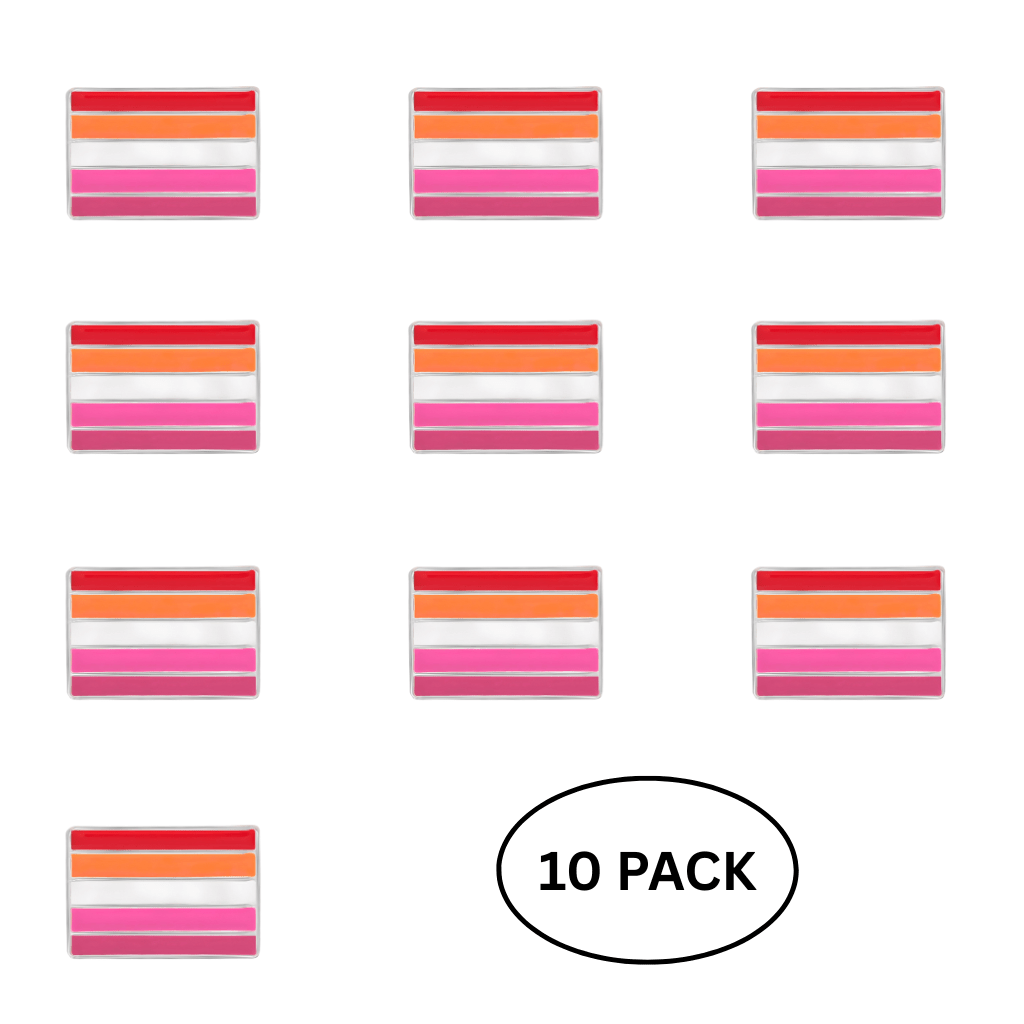 10 Pack Lesbian Sunset Flag Pins - The Awareness Company