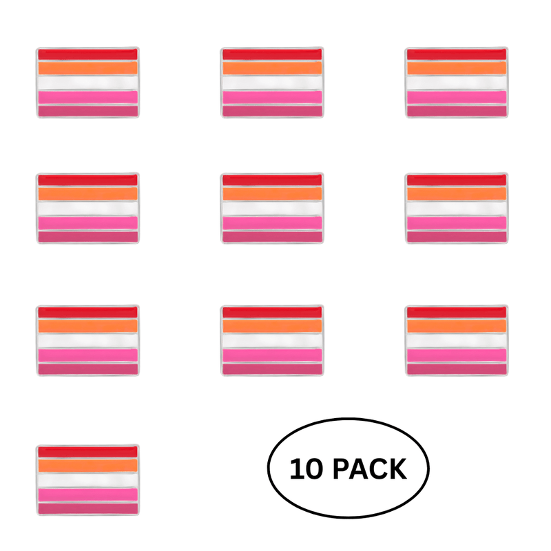 10 Pack Lesbian Sunset Flag Pins - The Awareness Company