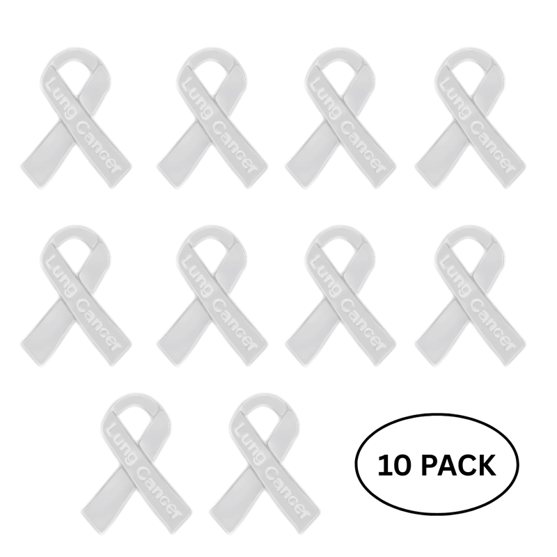 10 Pack Lung Cancer Awareness Ribbon Pins - The Awareness Company