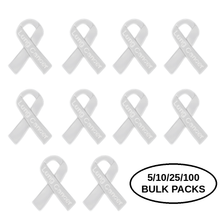 Load image into Gallery viewer, Bulk Pack Lung Cancer Awareness Ribbon Pins - The Awareness Company