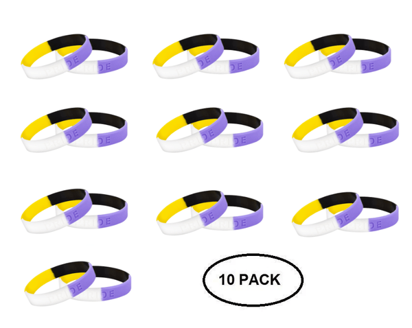 10 Pack Non - Binary Silicone Bracelets - The Awareness Company