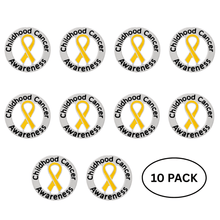 Load image into Gallery viewer, 10 Pack of Childhood Cancer Awareness Ribbon Pins - The Awareness Company