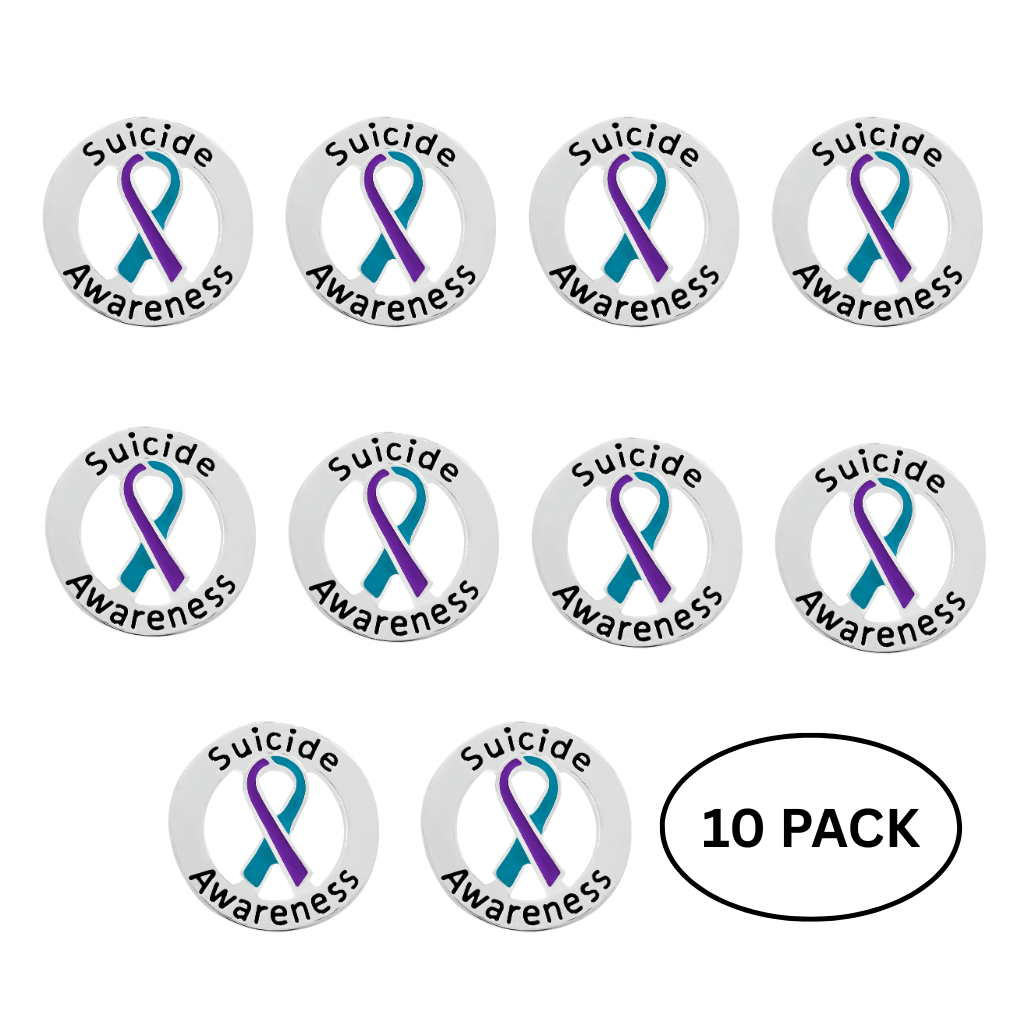 10 Pack of Circle Suicide Awareness & Prevention Pins - The Awareness Company