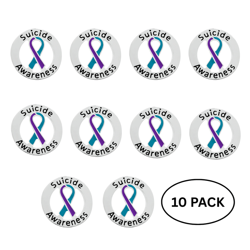 10 Pack of Circle Suicide Awareness & Prevention Pins - The Awareness Company