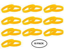 Load image into Gallery viewer, 10 Pack of Gold Childhood Cancer Silicone Bracelet Wristbands - The Awareness Company