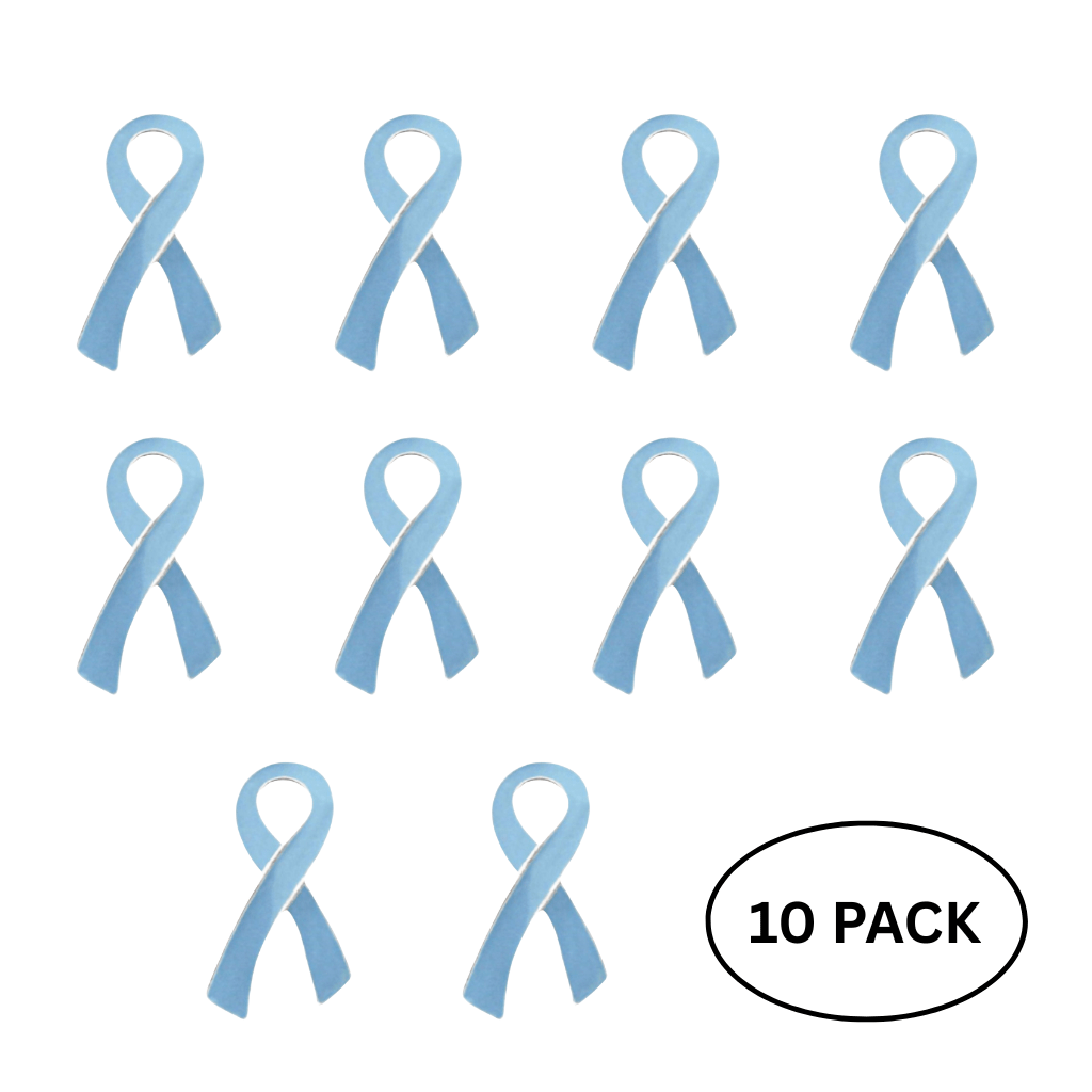 10 Pack of Large Light Blue Awareness Ribbon Pins - The Awareness Company
