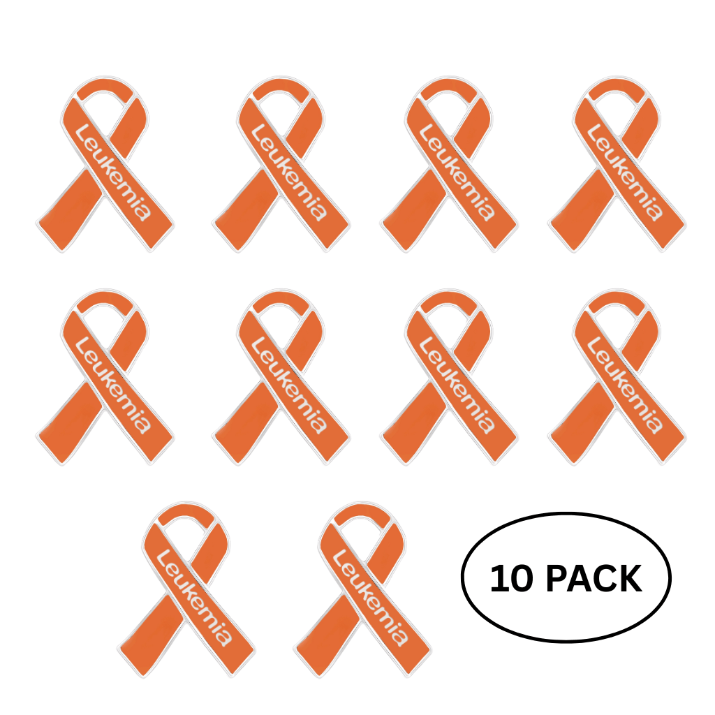 10 Pack of Orange Leukemia Awareness Ribbon Pins - The Awareness Company