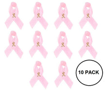 Load image into Gallery viewer, 10 Pack of Satin Pink Ribbon Breast Cancer Pins - The Awareness Company