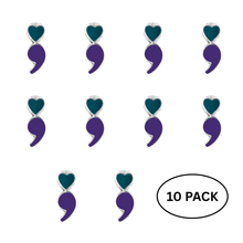 Load image into Gallery viewer, 10 Pack of Semicolon Suicide Prevention &amp; Awareness Lapel Pins - The Awareness Company