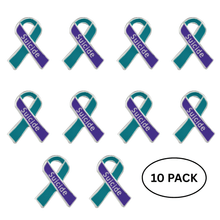 Load image into Gallery viewer, 10 Pack of Suicide Awareness &amp; Prevention Ribbon Pins - The Awareness Company