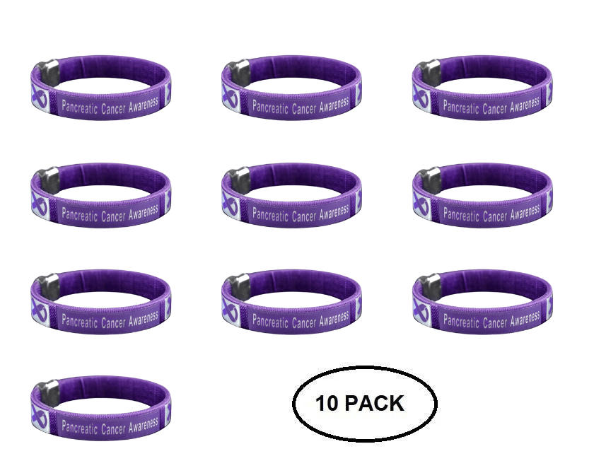 10 Pack Pancreatic Cancer Awareness Bangle Bracelets - The Awareness Company