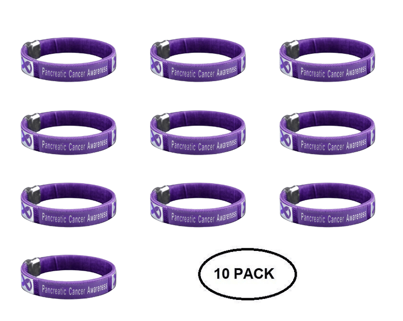 10 Pack Pancreatic Cancer Awareness Bangle Bracelets - The Awareness Company