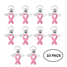 Load image into Gallery viewer, 10 Pack Pink Breast Cancer Ribbon Angel Pins - The Awareness Company