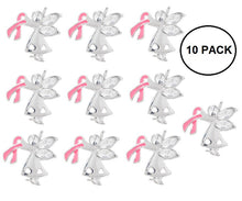 Load image into Gallery viewer, 10 Pack Pink Ribbon Angel Pins - The Awareness Company