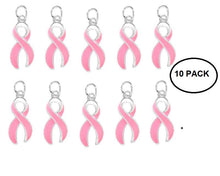 Load image into Gallery viewer, 10 Pack Pink Ribbon Breast Cancer Awareness Charms - The Awareness Company