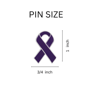 10 Pack Purple Ribbon Awareness Pins - The Awareness Company