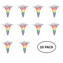 Load image into Gallery viewer, 10 Pack Rainbow Caduceus Pins - The Awareness Company