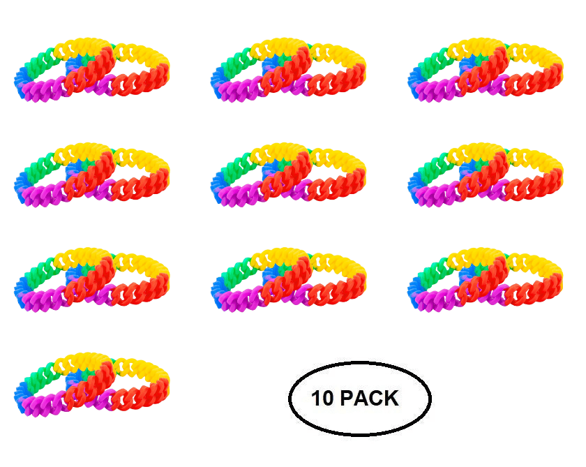 10 Pack Rainbow Chain Link Silicone Bracelets - The Awareness Company