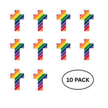 Load image into Gallery viewer, 10 Pack Rainbow Cross Shaped Pins - The Awareness Company