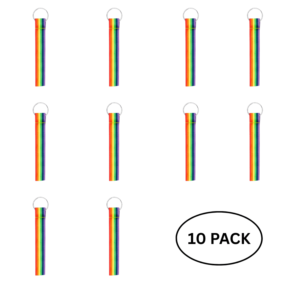 10 Pack Rainbow Flag Lanyard Style Keychains - The Awareness Company