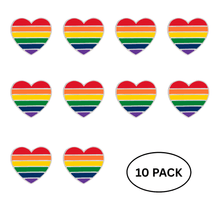Load image into Gallery viewer, 10 Pack Rainbow Heart Shaped Pins - The Awareness Company