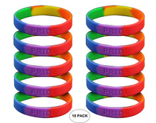 Load image into Gallery viewer, 10 Pack Rainbow PRIDE Silicone Bracelets - The Awareness Company