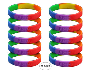 10 Pack Rainbow PRIDE Silicone Bracelets - The Awareness Company
