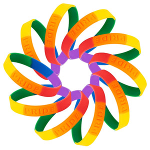 10 Pack Rainbow PRIDE Silicone Bracelets - The Awareness Company