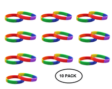 Load image into Gallery viewer, 10 Pack Rainbow PRIDE Silicone Bracelets - The Awareness Company