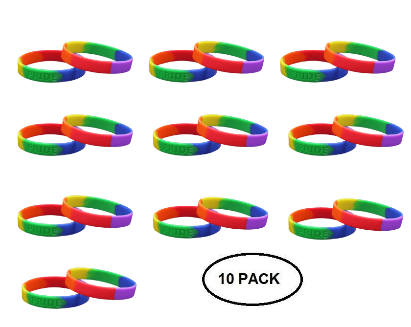 10 Pack Rainbow PRIDE Silicone Bracelets - The Awareness Company