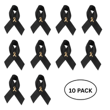 Load image into Gallery viewer, 10 Pack Satin Black Ribbon Awareness Pins - The Awareness Company