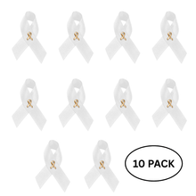 Load image into Gallery viewer, 10 Pack Satin White Ribbon Pins - The Awareness Company
