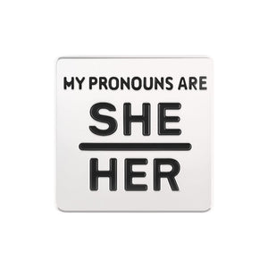 10 Pack Silver My Pronouns Are She Her Pins - The Awareness Company