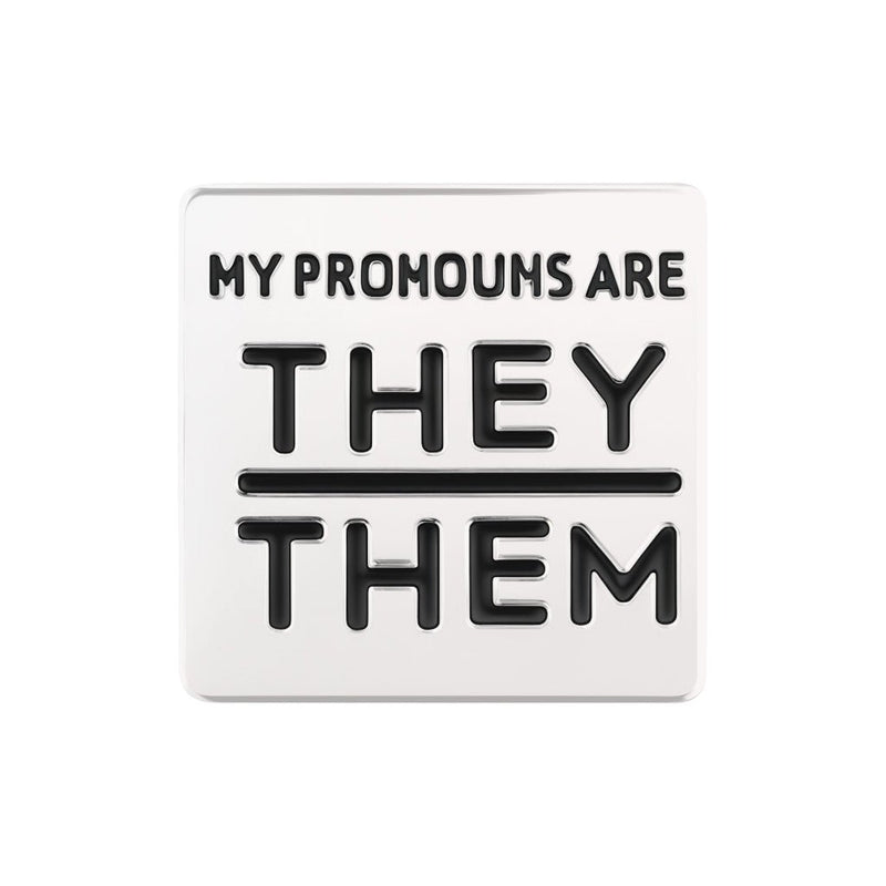10 Pack Silver Square My Pronouns Are They Them Pins - The Awareness Company