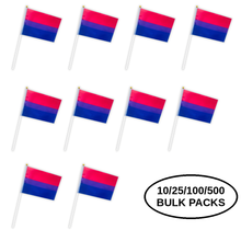 Load image into Gallery viewer, Bulk Pack Small Bisexual Flags on a Stick - The Awareness Company