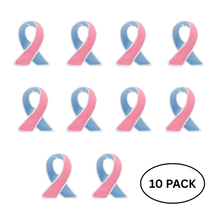 Load image into Gallery viewer, 10 Pack Small Pink &amp; Blue Ribbon Lapel Pins - The Awareness Company