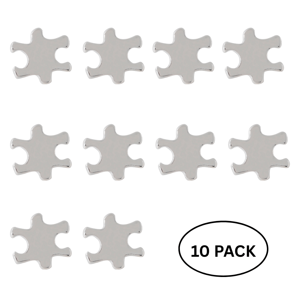 10 Pack Small Silver Autism Awareness Puzzle Lapel Pins - The Awareness Company