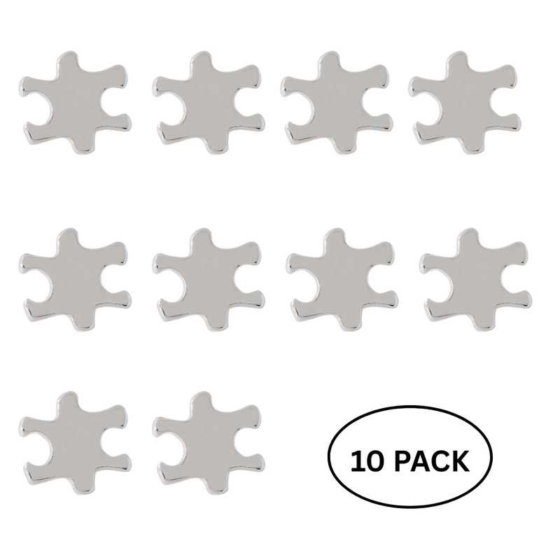 10 Pack Small Silver Autism Awareness Puzzle Lapel Pins - The Awareness Company