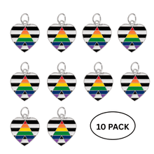 Load image into Gallery viewer, 10 Pack Straight Ally LGBTQ Pride Heart Charms - The Awareness Company