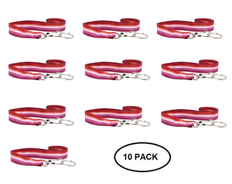10 Pack Sunset Lesbian Flag Lanyards - The Awareness Company