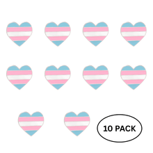 Load image into Gallery viewer, 10 Pack Transgender Flag Heart Shaped Pins - The Awareness Company