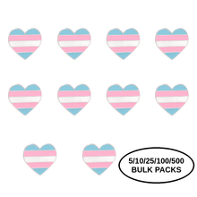Load image into Gallery viewer, Bulk Pack Transgender Flag Heart Shaped Pins - The Awareness Company