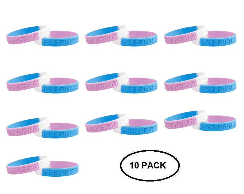10 Pack Transgender PRIDE Silicone Bracelets - The Awareness Company