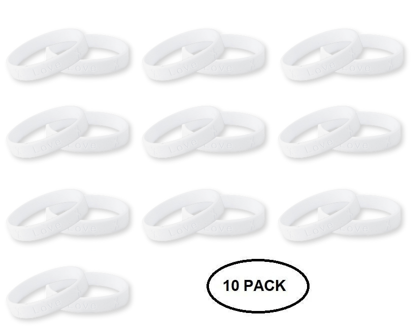 10 Pack White Silicone Bracelets - The Awareness Company