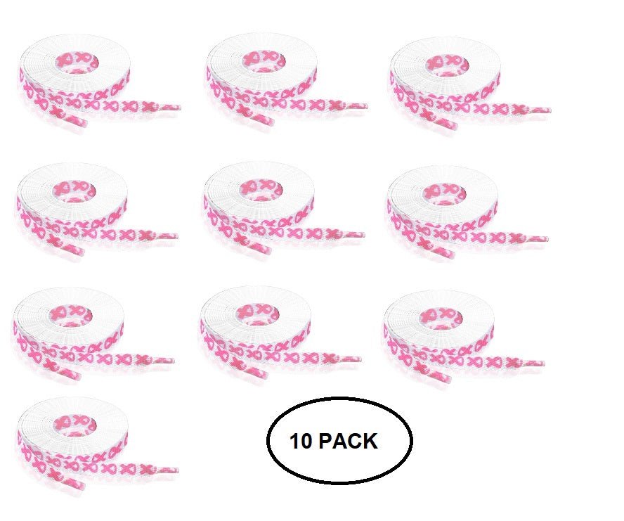10 Pairs Breast Cancer Pink Ribbon Shoelaces - The Awareness Company